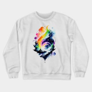 Abstract Rainbow Watercolor Fantasy Landscape Crewneck Sweatshirt